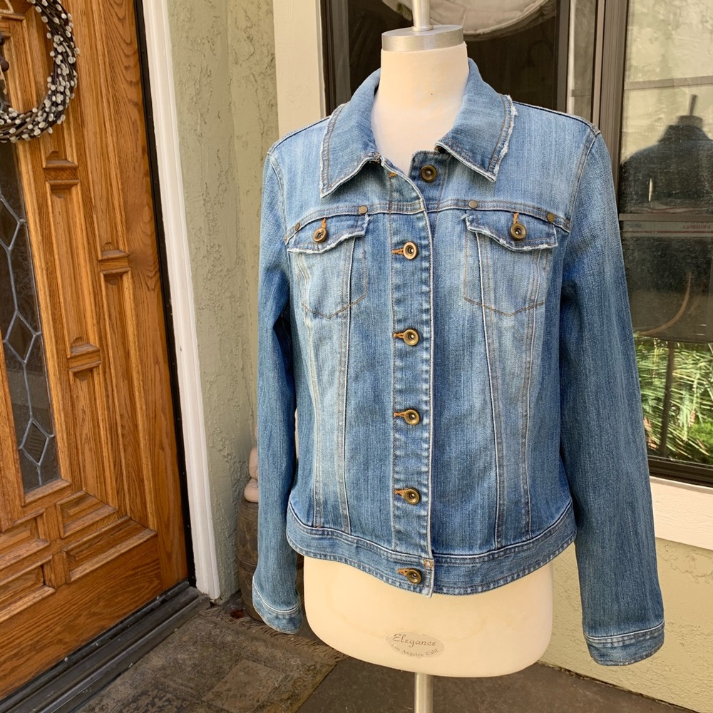 INC Women’s Denim Jacket Removable Fur Like Collar